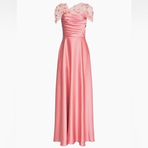 Theia Luella Shawl Draped A-Line Gown Maxi Dress